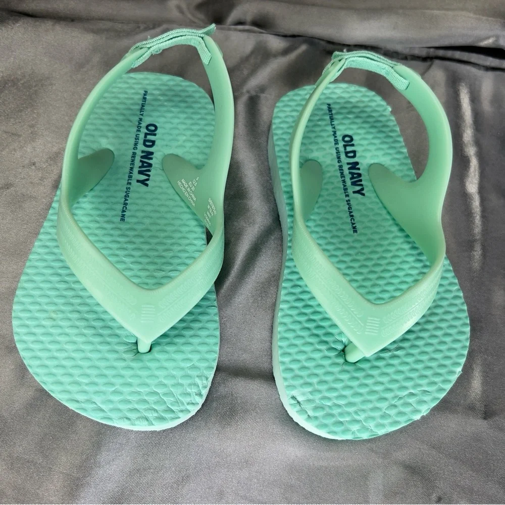 Old Navy Flip Flops Toddler Unisex Size 5 Mint Green Elastic Back Strap Beach‎